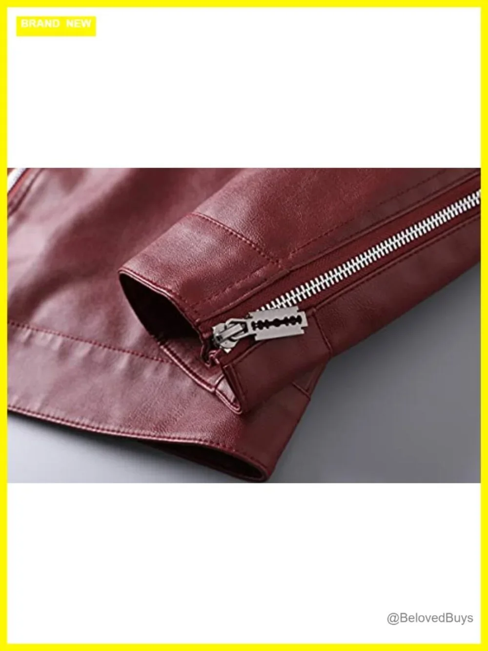 Faux Leather Motorcycle Jacket Slim Fit Stand Collar Biker